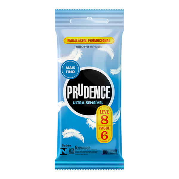 PRESERVATIVO PRUDENCE LEVE 8 PAGUE 6 ULTRA SENSIVEL