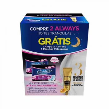 ALWAYS NOITES TRANQUILAS ABSORVENTE KIT COM 2 UNIDADES E 1 AMPOLA