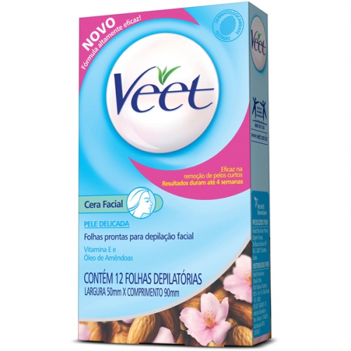 Folhas Para Depilacao Corporal Veet Cera Fria Pele Delicada Com 12 Unidades