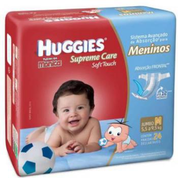 Fralda Huggies Supreme Care Soft Touch Jumbo Meninos Tam M 24 unidades