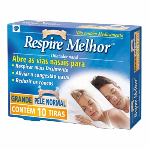 Respire Melhor Dilatador Nasal Normal Grande com 10 Adesivos