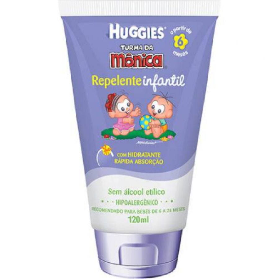 Repelente Infantil Huggies Turma da Monica Locao com 120ml Sem Alcool