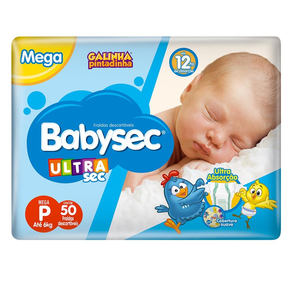 Fralda Babysec UltraSec Galinha Pintadinha P 50 Unidades