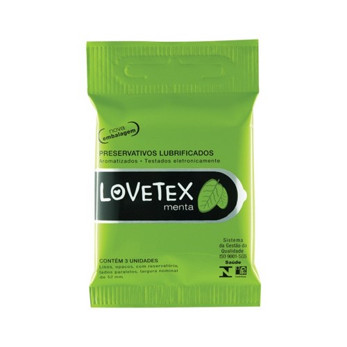 Preservativo Lovetex Bolso Menta Com 3 Unidades