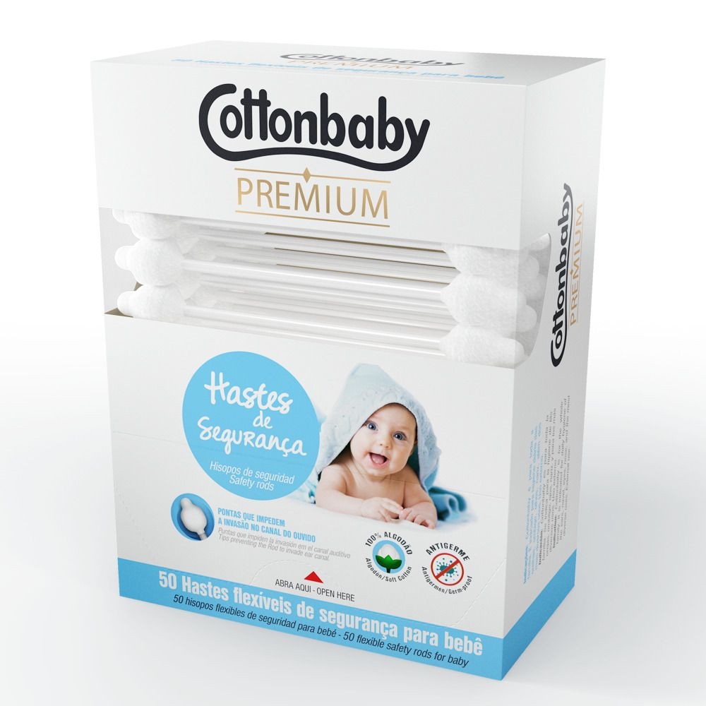 Hastes flexiveis Cotton Baby Flex com 50 unidades