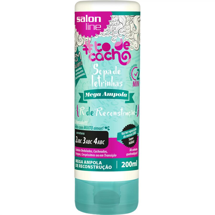 MEGA AMPOLA DE RECONSTRUÇÃO - SOPA DE LETRINHAS #TODECACHO SALON LINE 200ML