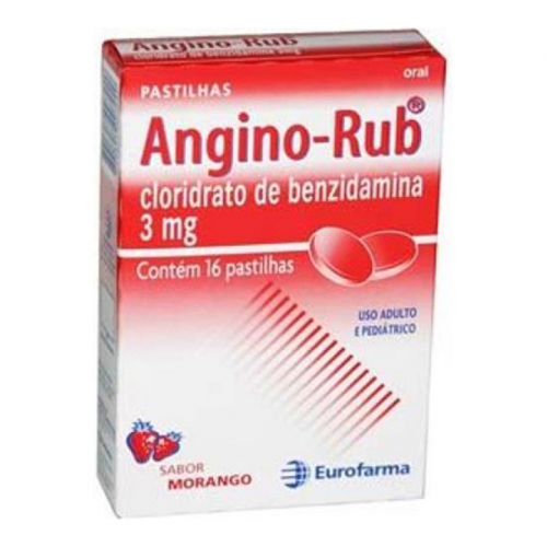 Angino Rub Morango Com 16 Pastilhas